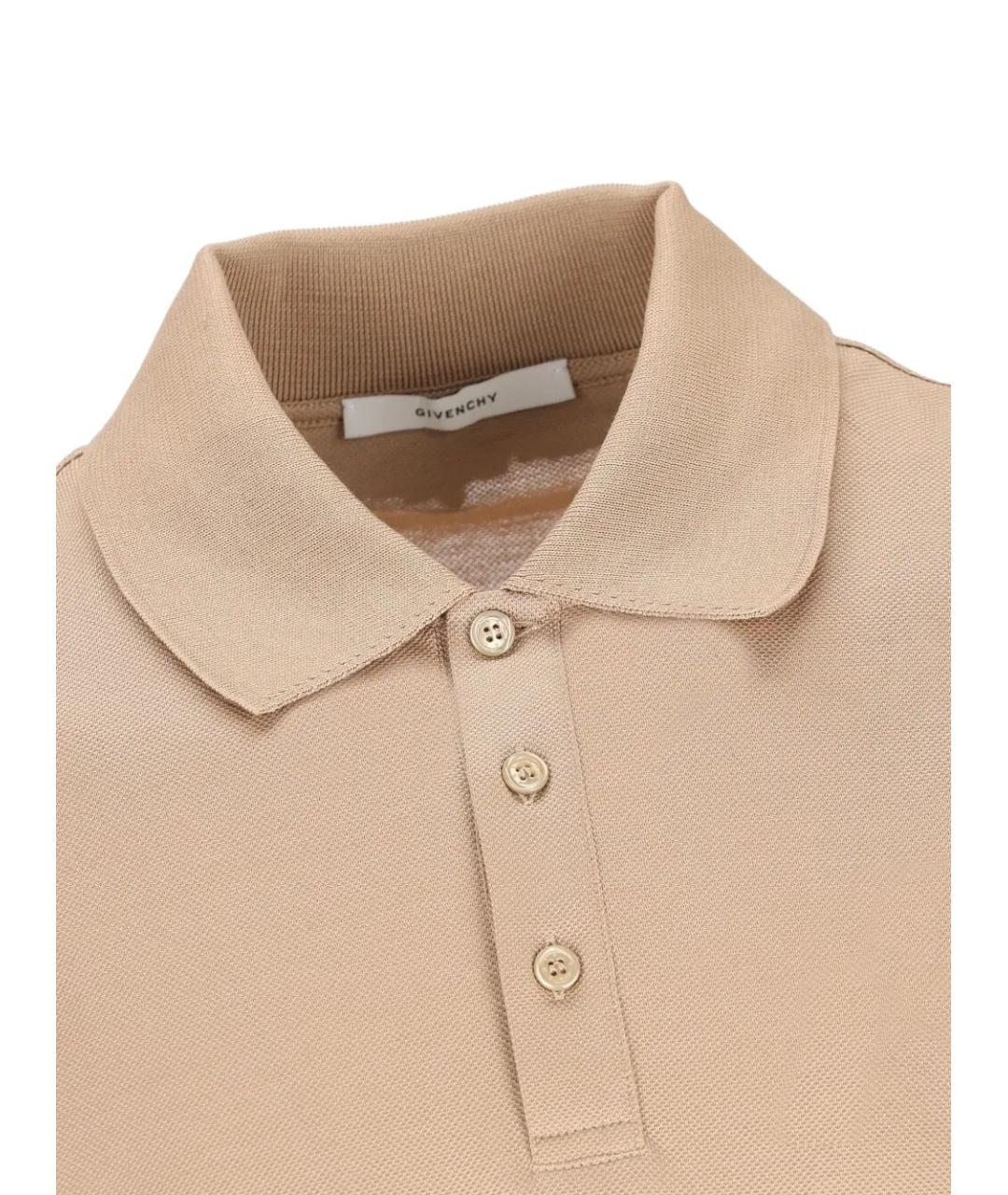 GIVENCHY Бежевое хлопковое поло с коротким рукавом, фото 4