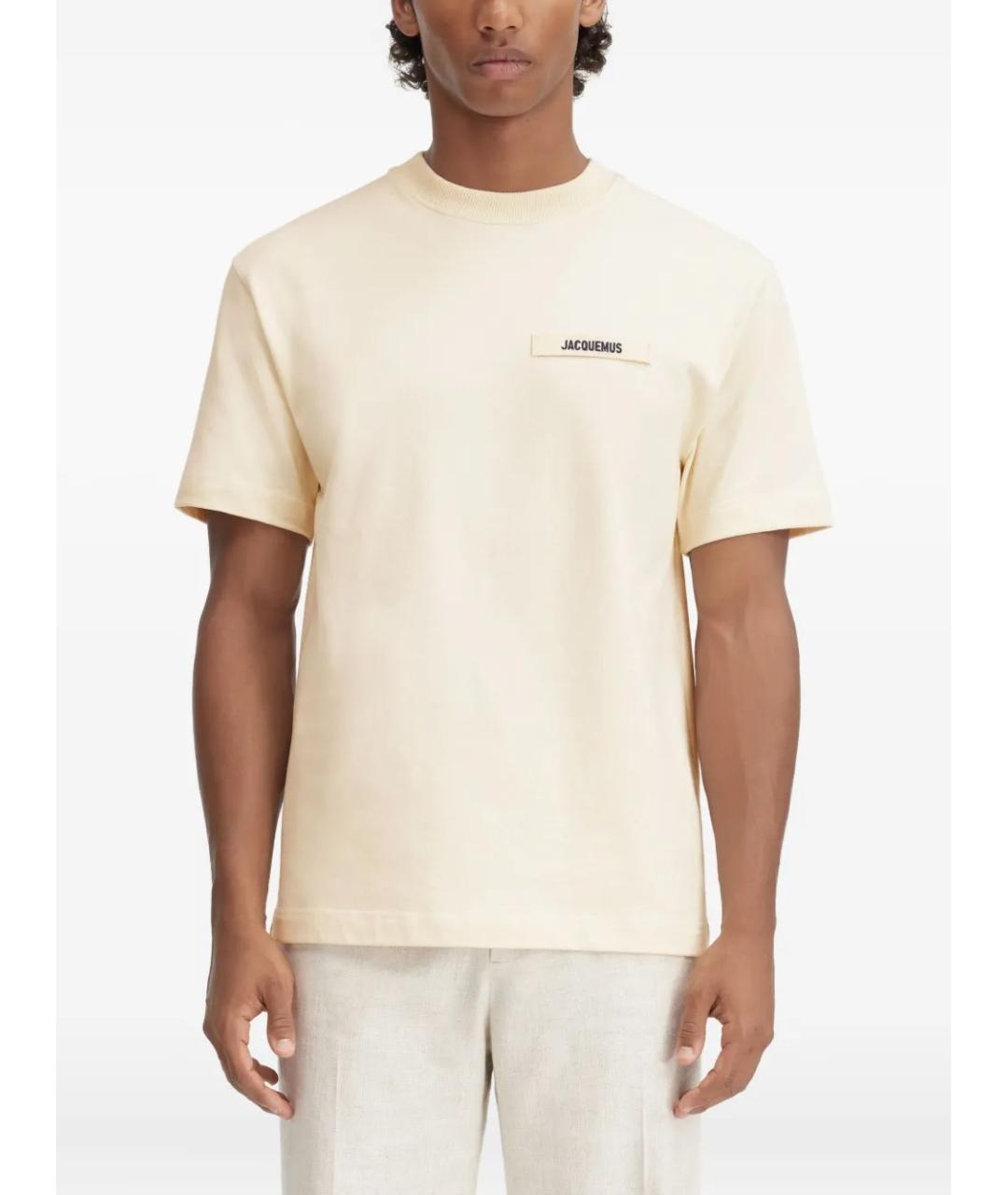 JACQUEMUS Бежевая хлопковая футболка, фото 2