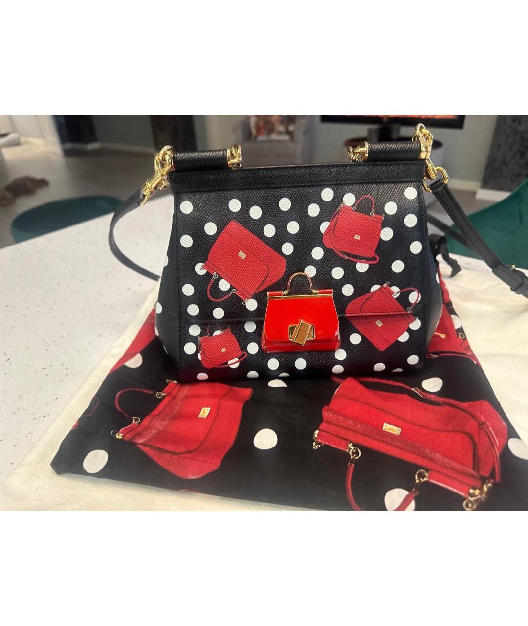 DOLCE&GABBANA Черная кожаная сумка с короткими ручками, фото 2