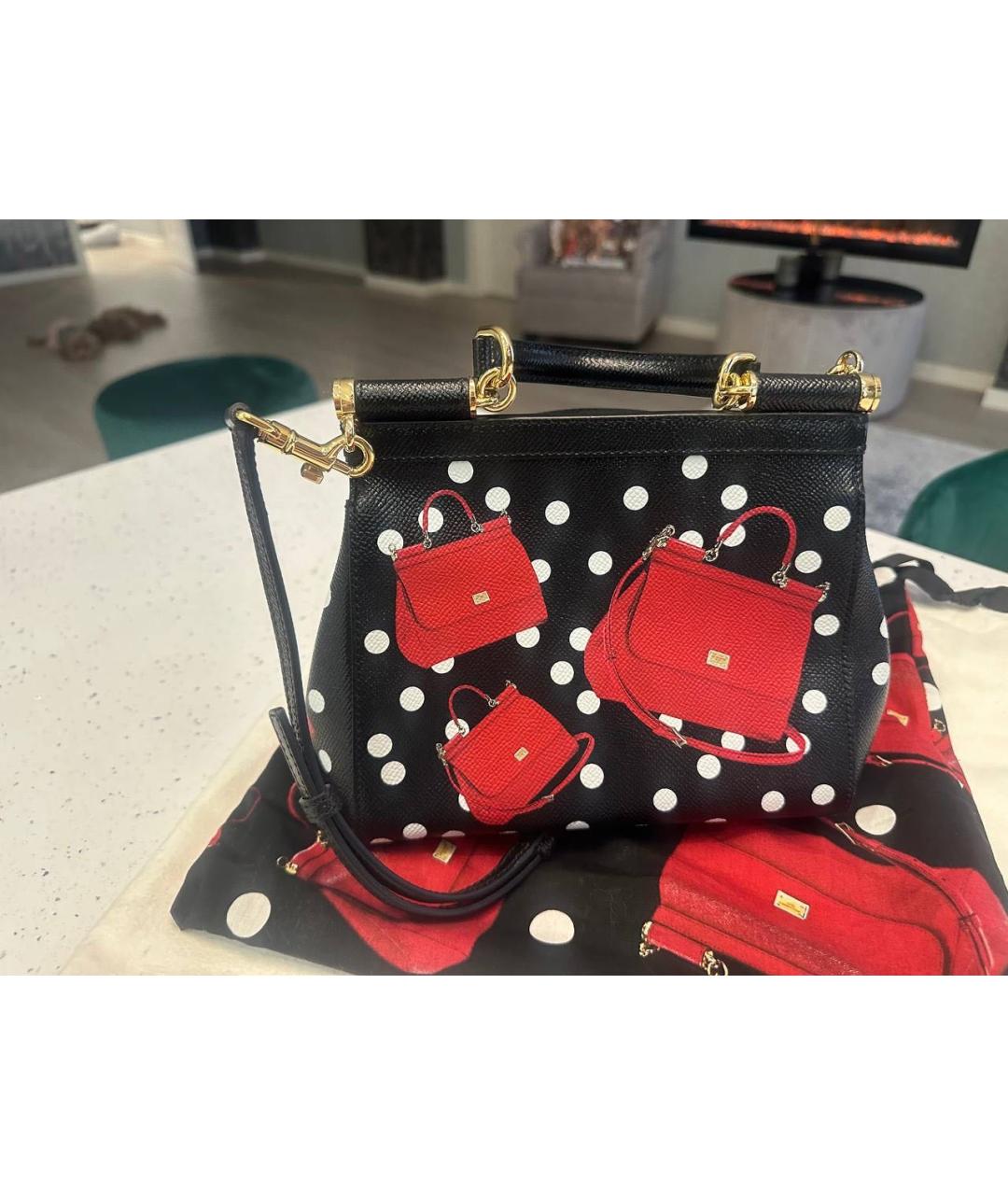 DOLCE&GABBANA Черная кожаная сумка с короткими ручками, фото 3