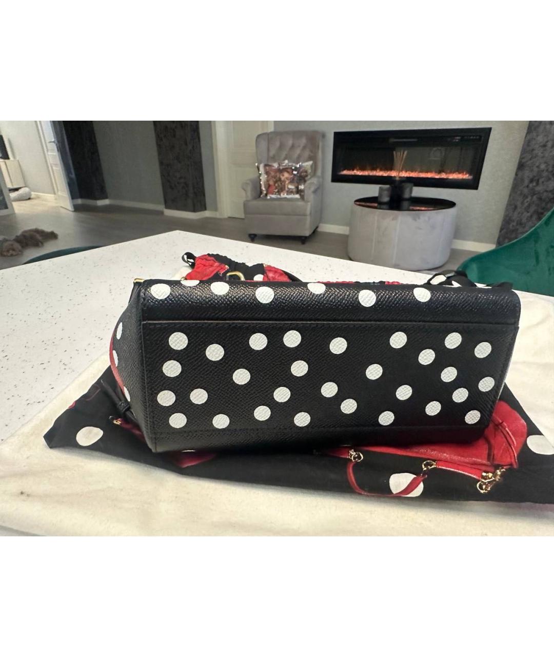 DOLCE&GABBANA Черная кожаная сумка с короткими ручками, фото 4