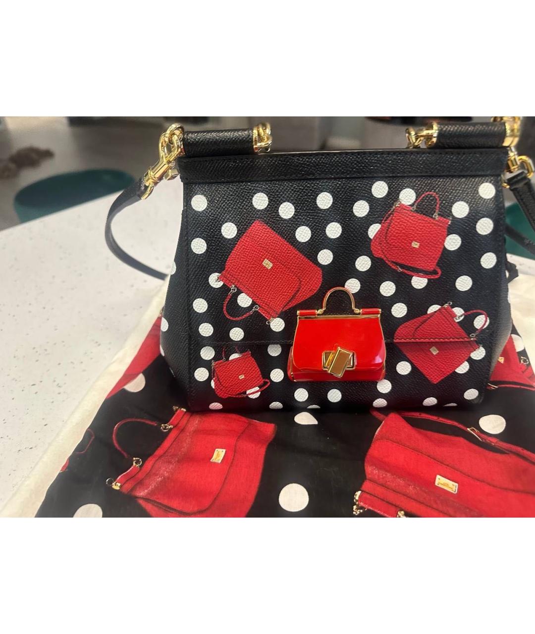 DOLCE&GABBANA Черная кожаная сумка с короткими ручками, фото 5