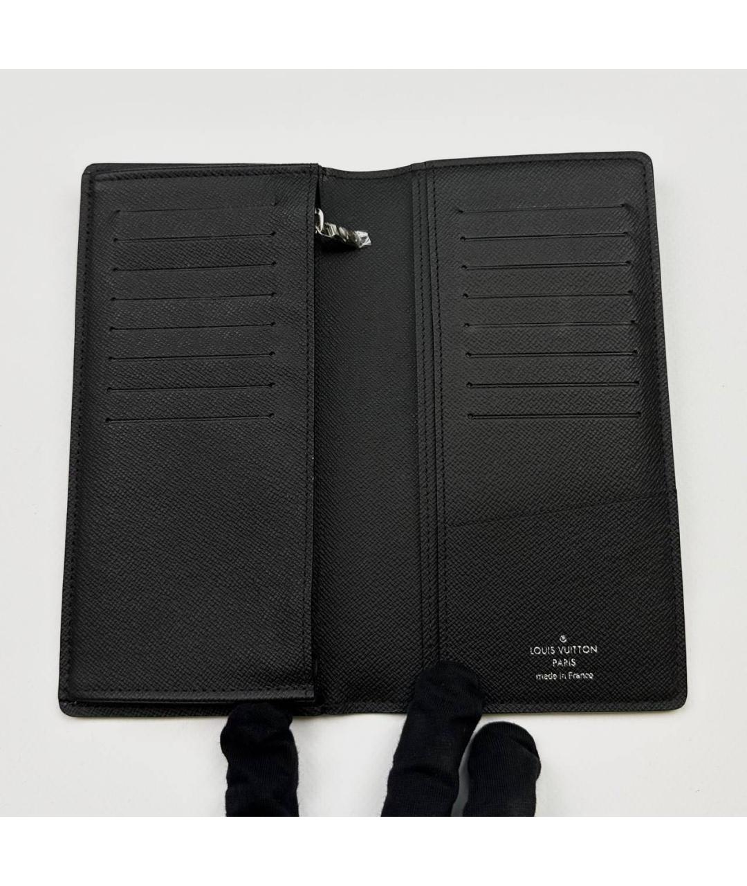 LOUIS VUITTON Антрацитовый кожаный кошелек, фото 5