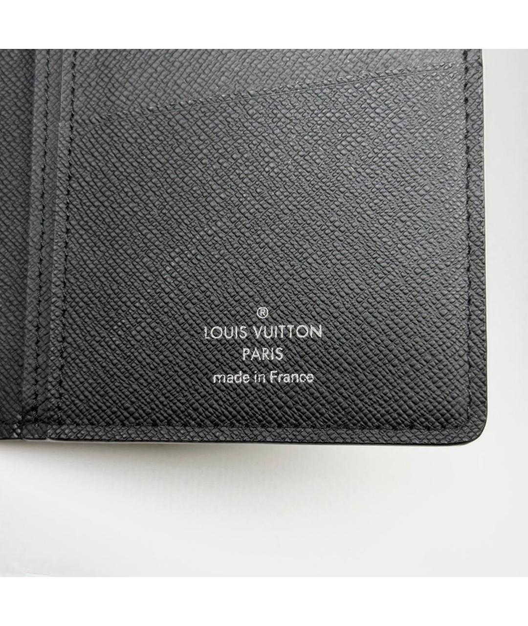 LOUIS VUITTON Антрацитовый кожаный кошелек, фото 6