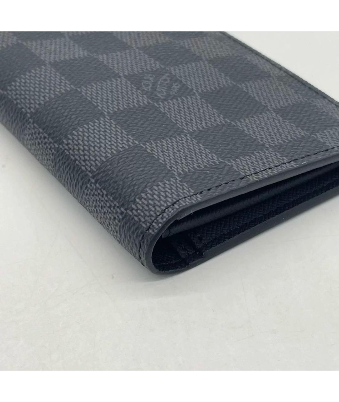 LOUIS VUITTON Антрацитовый кожаный кошелек, фото 8