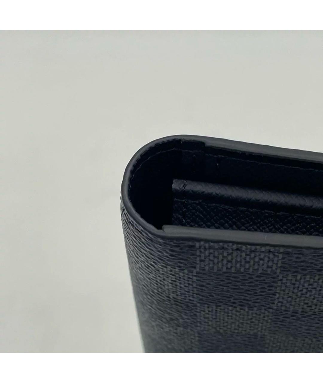 LOUIS VUITTON Антрацитовый кожаный кошелек, фото 7