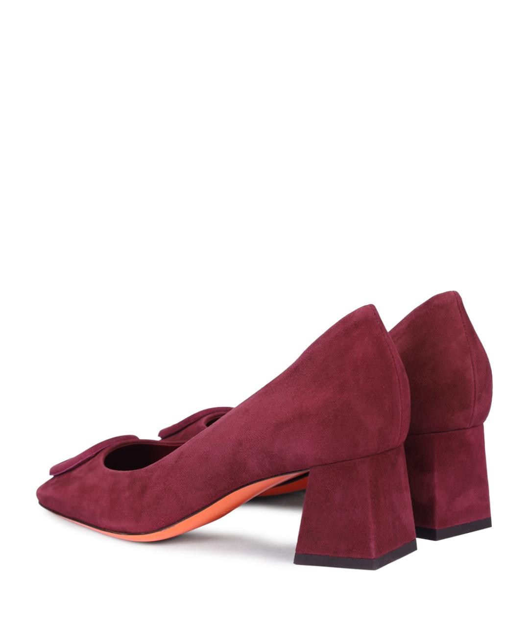 SANTONI Бордовые замшевые туфли, фото 4