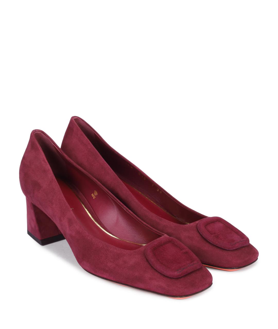 SANTONI Бордовые замшевые туфли, фото 2