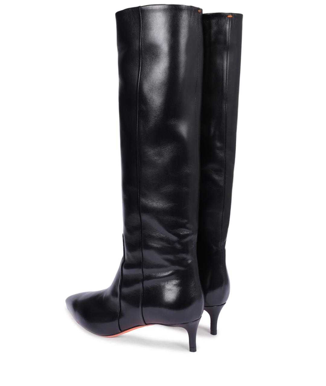 SANTONI Черные кожаные сапоги, фото 2