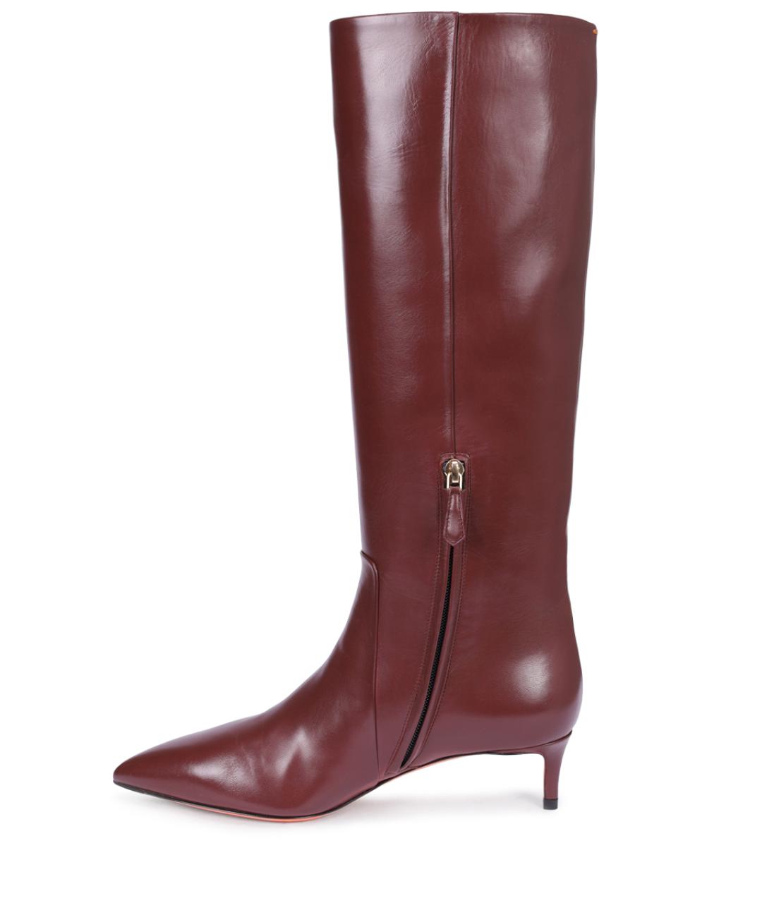 SANTONI Бордовые кожаные сапоги, фото 3