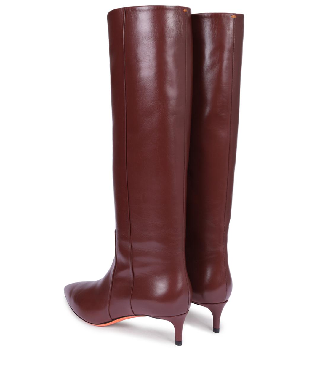 SANTONI Бордовые кожаные сапоги, фото 4