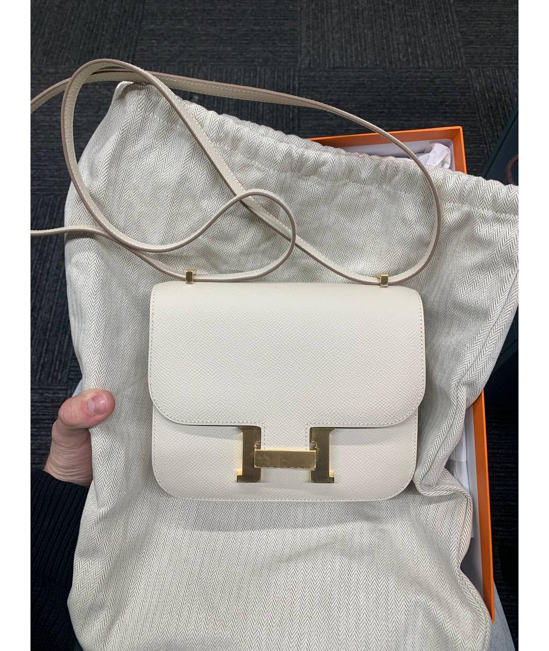 HERMES Белая кожаная сумка через плечо, фото 2