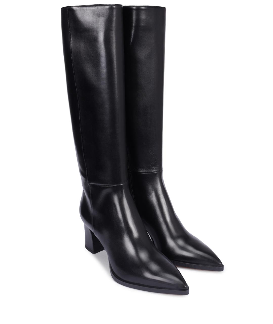 SANTONI Черные кожаные сапоги, фото 2