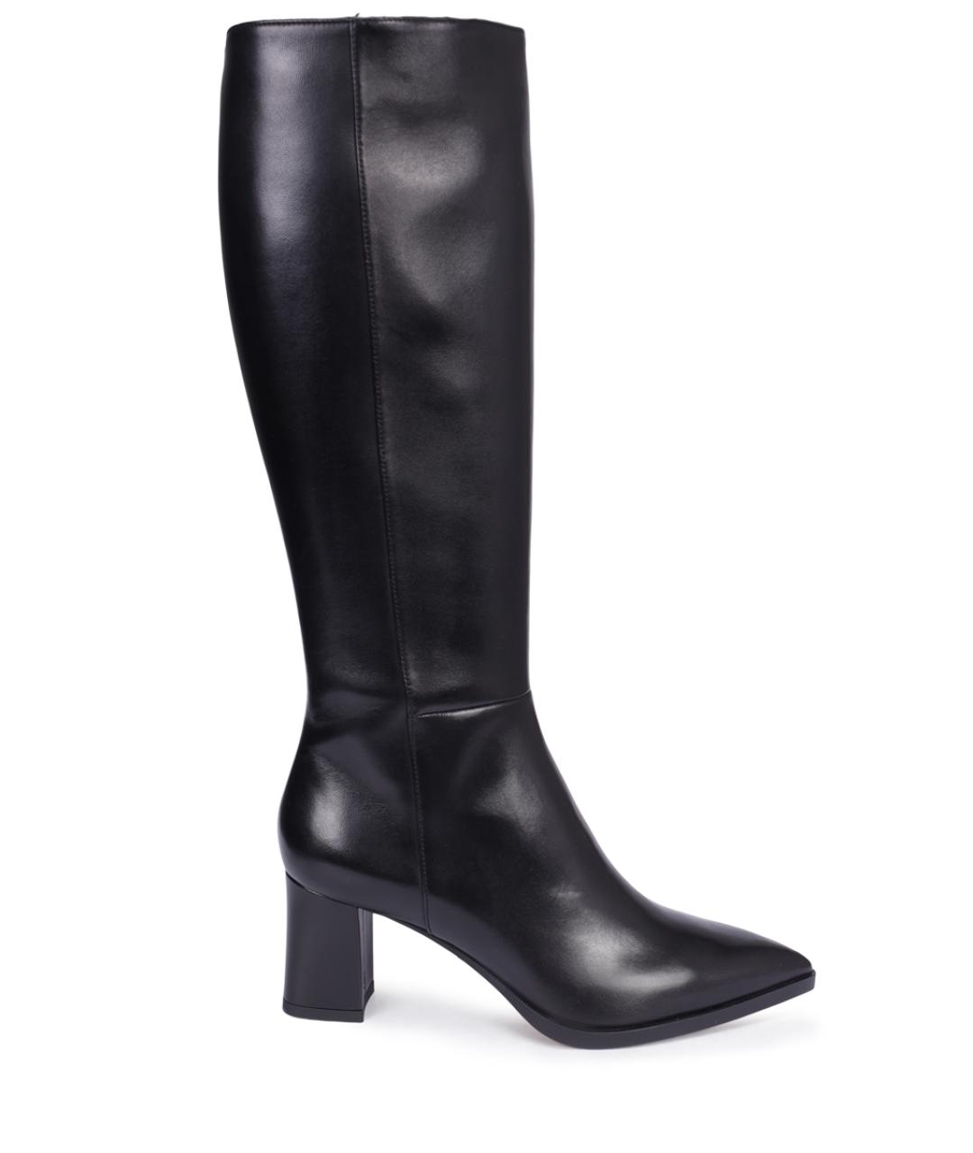 SANTONI Черные кожаные сапоги, фото 1