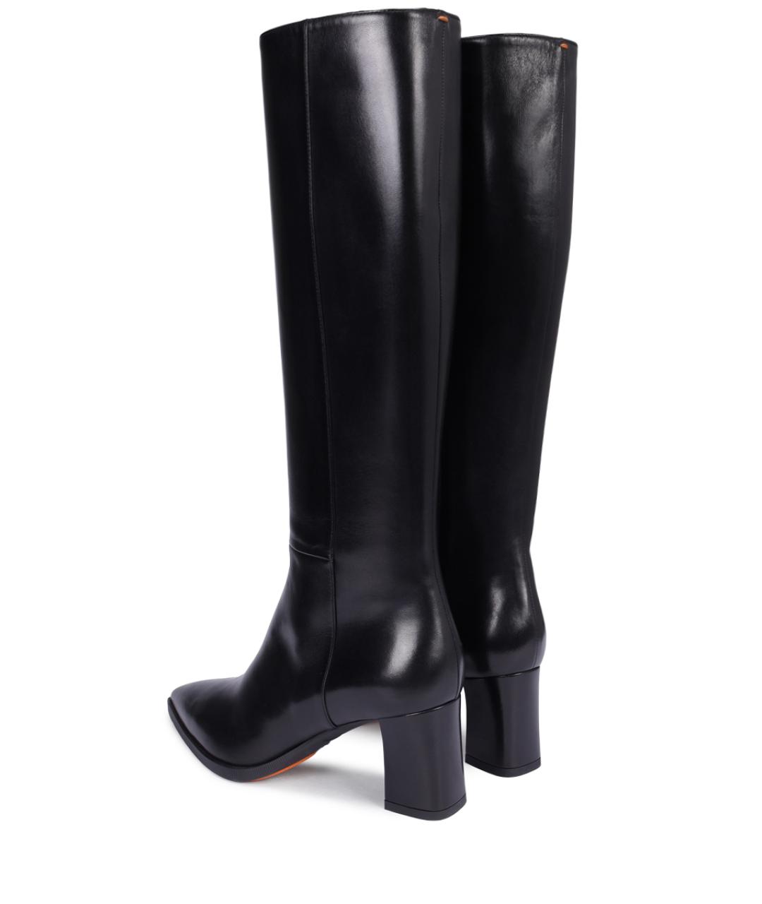 SANTONI Черные кожаные сапоги, фото 4