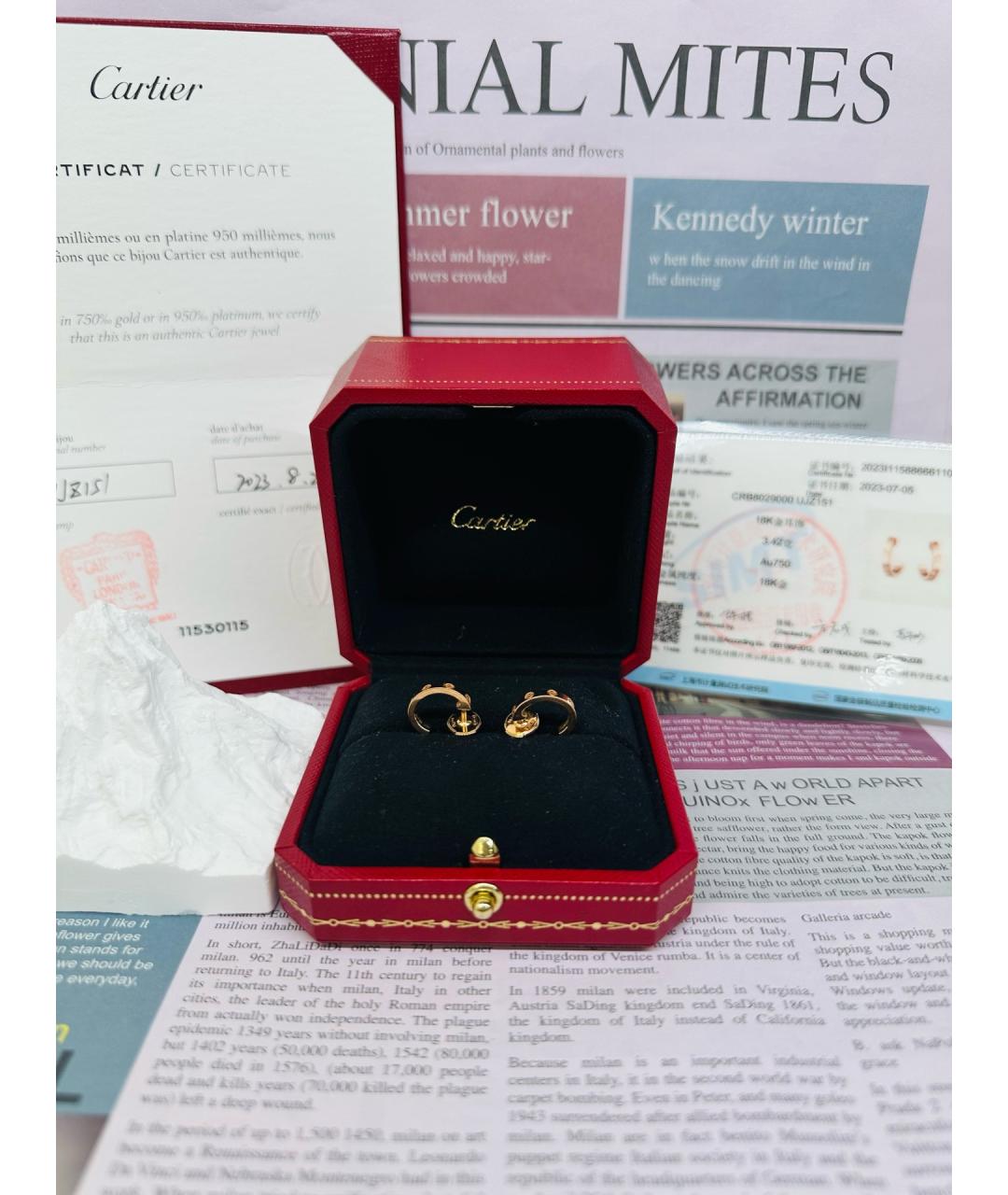 CARTIER Золотые серьги из розового золота, фото 5