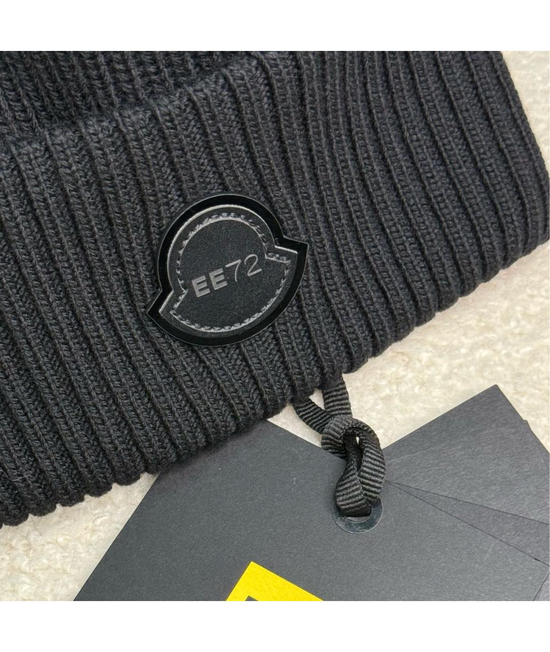 MONCLER Черная шерстяная шапка, фото 3