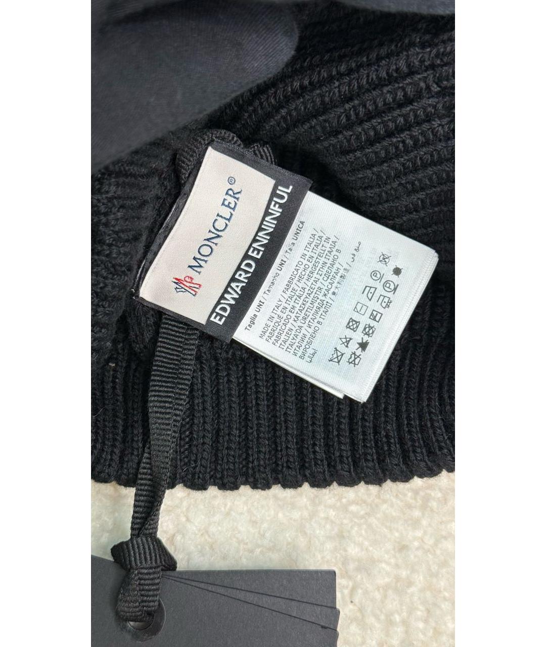 MONCLER Черная шерстяная шапка, фото 4