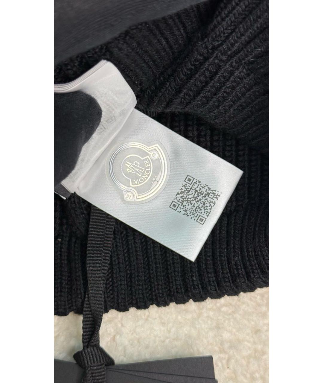 MONCLER Черная шерстяная шапка, фото 5