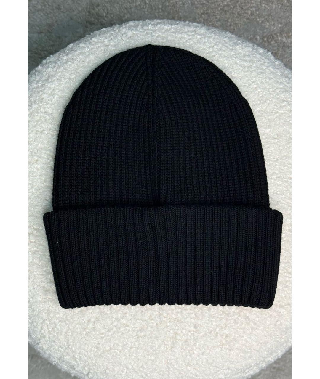 MONCLER Черная шерстяная шапка, фото 2