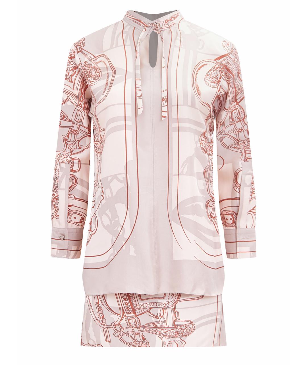 HERMES Бежевый шелковый костюм с юбками, фото 1