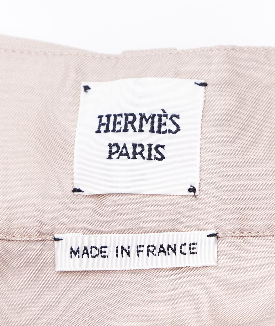 HERMES Бежевый шелковый костюм с юбками, фото 5