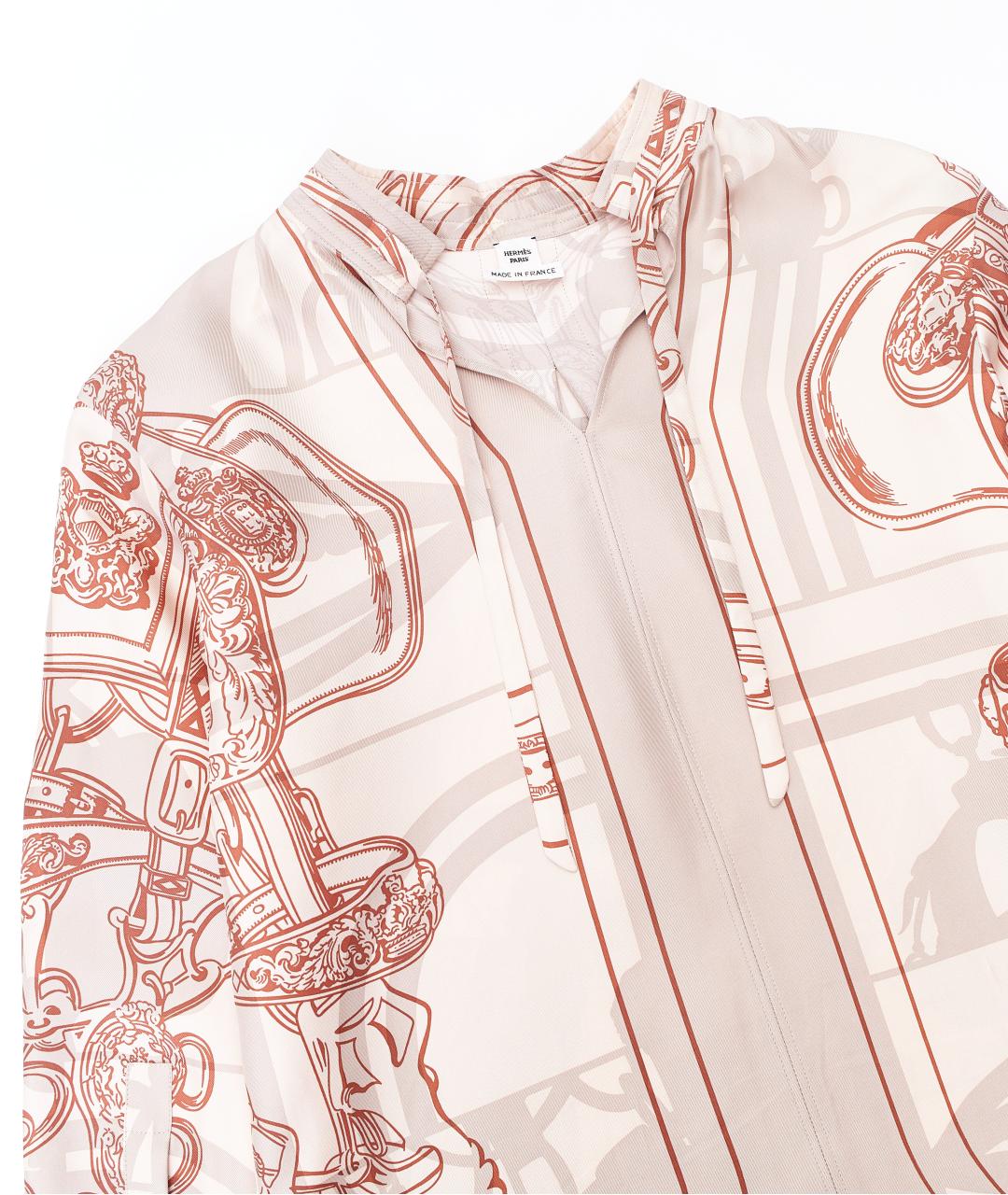 HERMES Бежевый шелковый костюм с юбками, фото 3