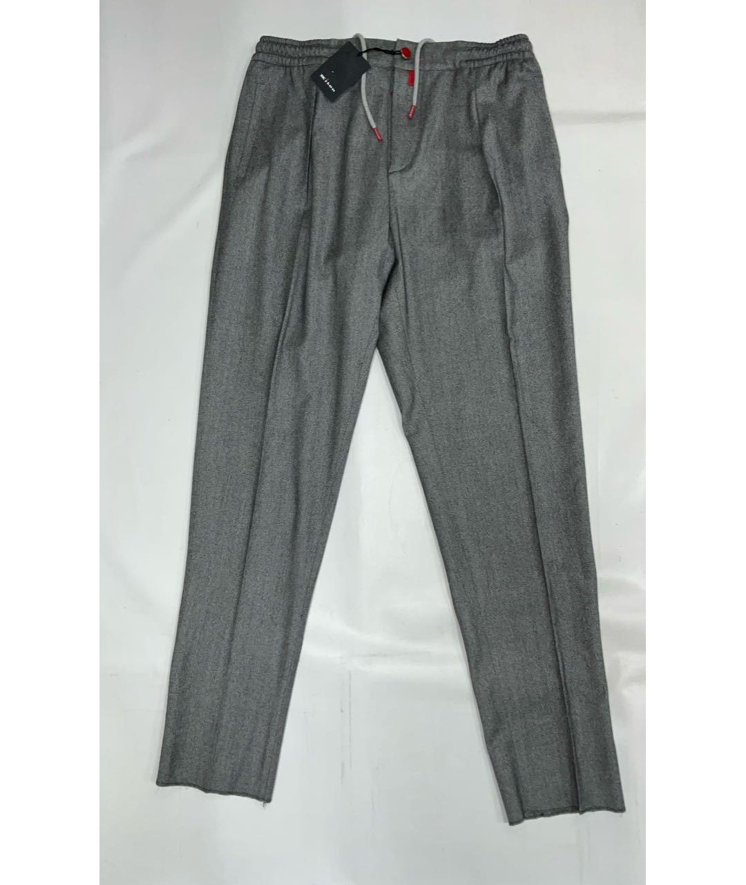 KITON Серые шерстяные повседневные брюки, фото 9