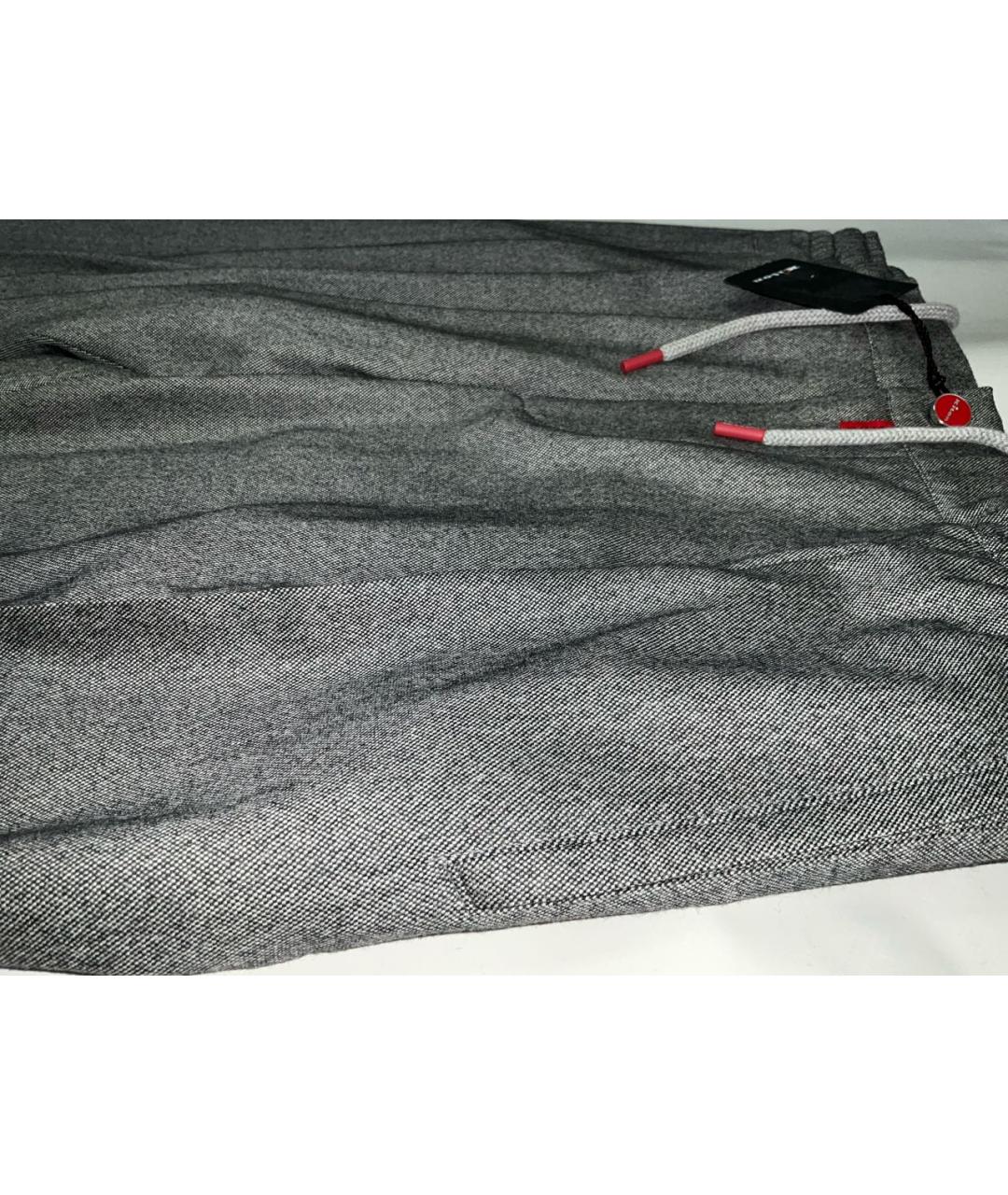 KITON Серые шерстяные повседневные брюки, фото 3