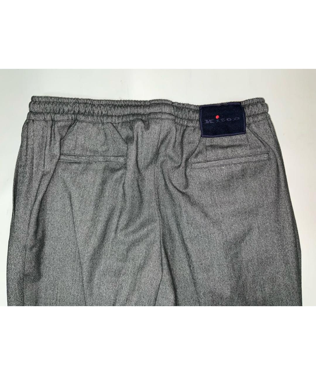 KITON Серые шерстяные повседневные брюки, фото 5