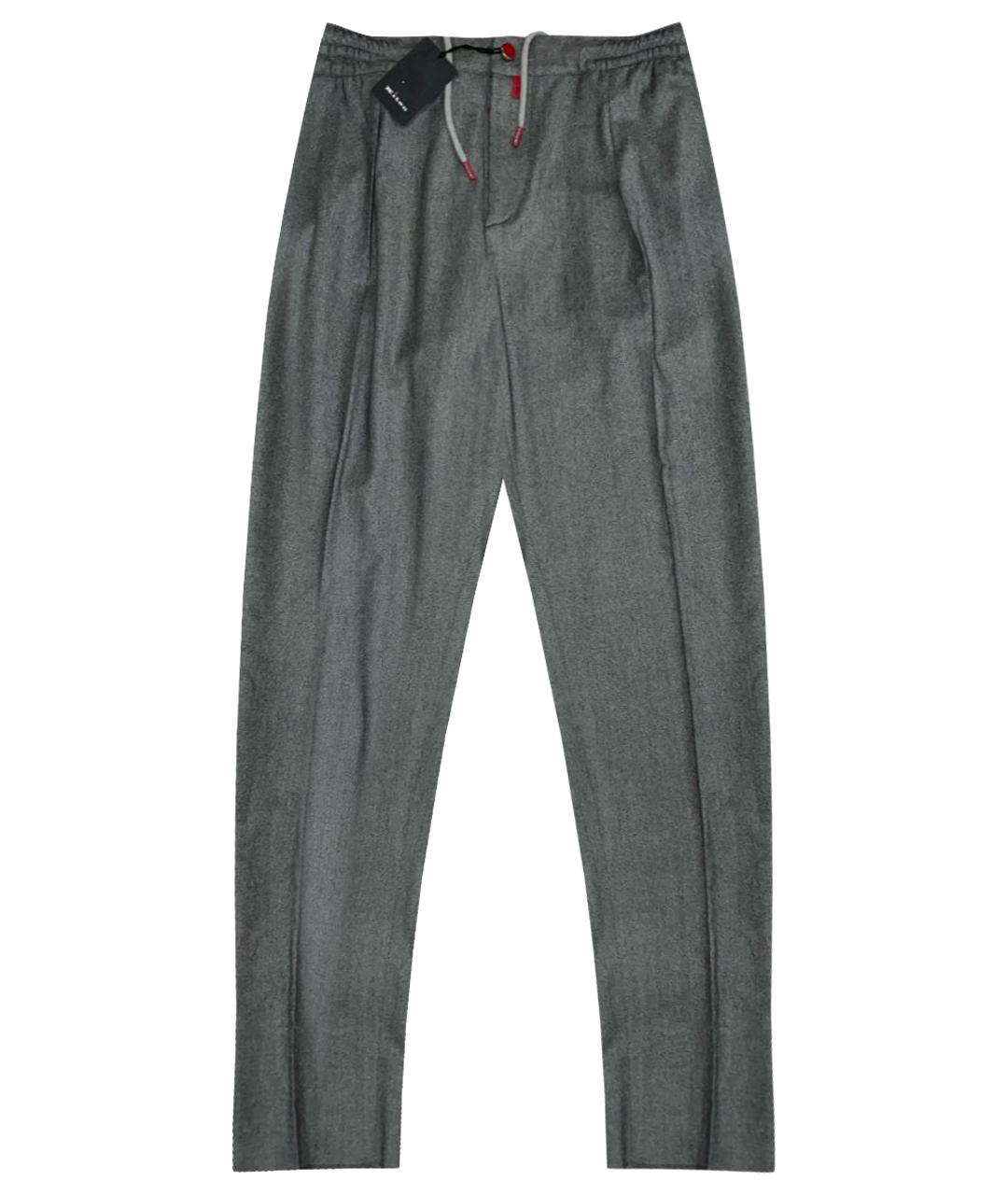 KITON Серые шерстяные повседневные брюки, фото 1