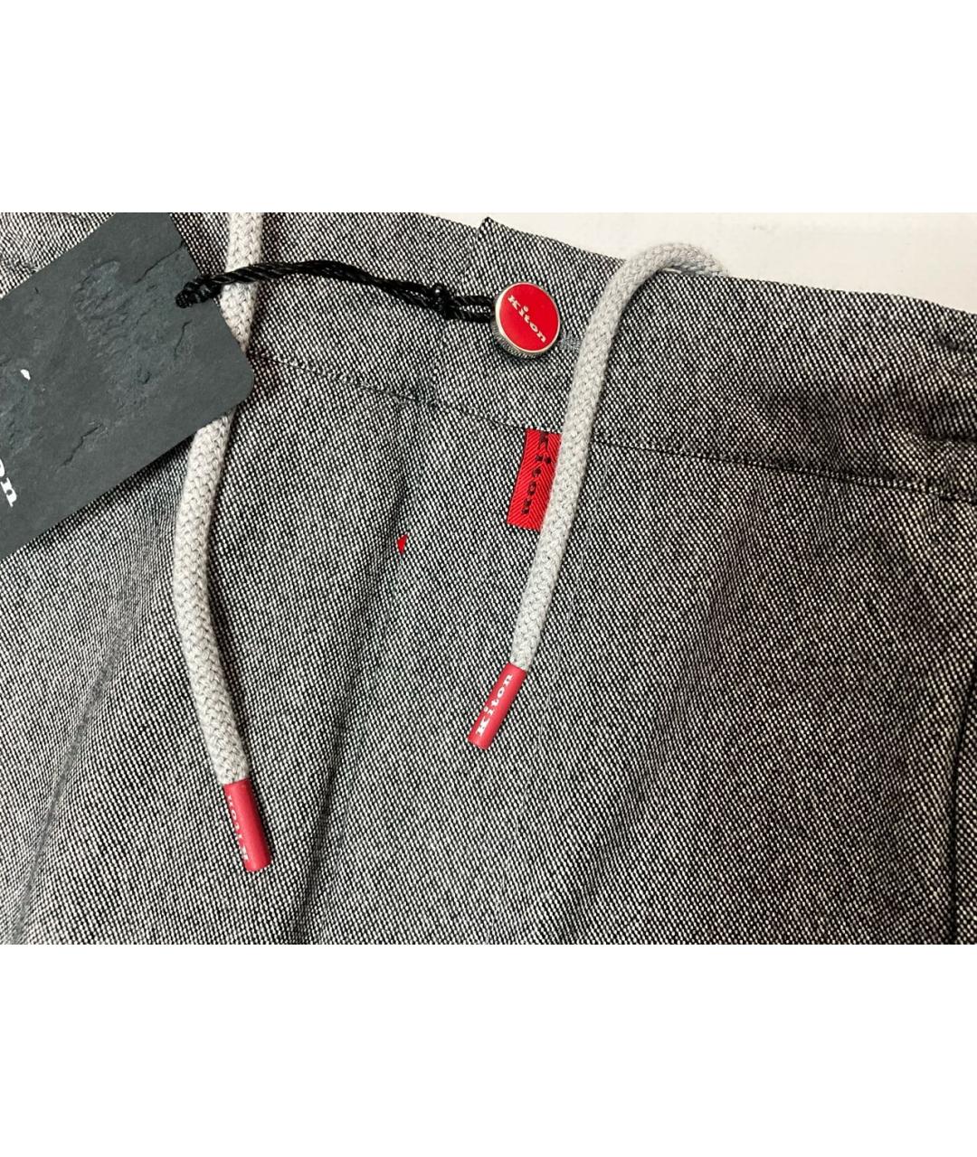 KITON Серые шерстяные повседневные брюки, фото 2