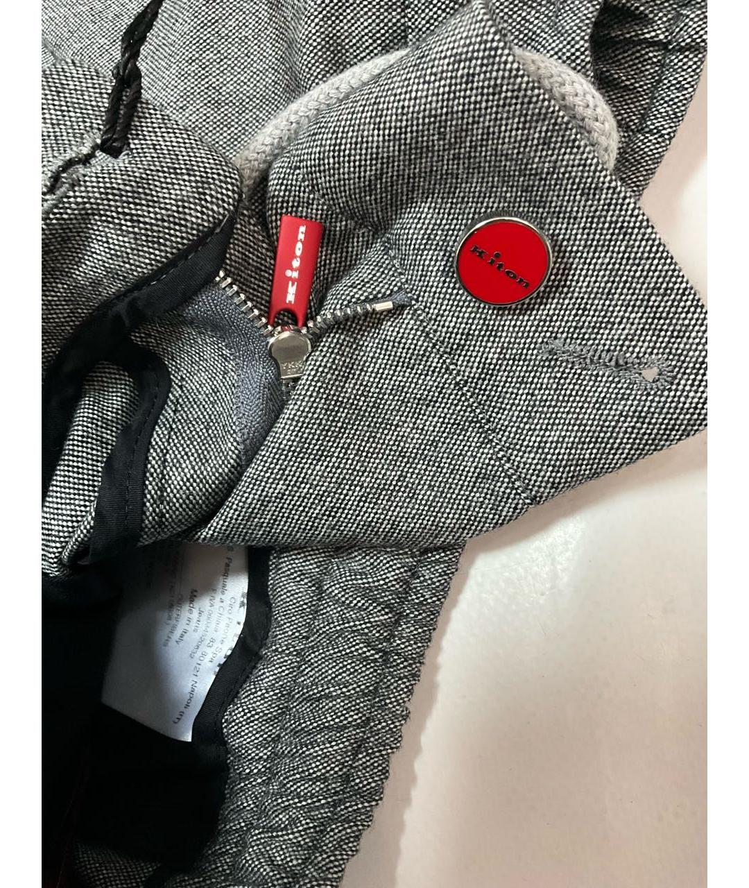 KITON Серые шерстяные повседневные брюки, фото 4