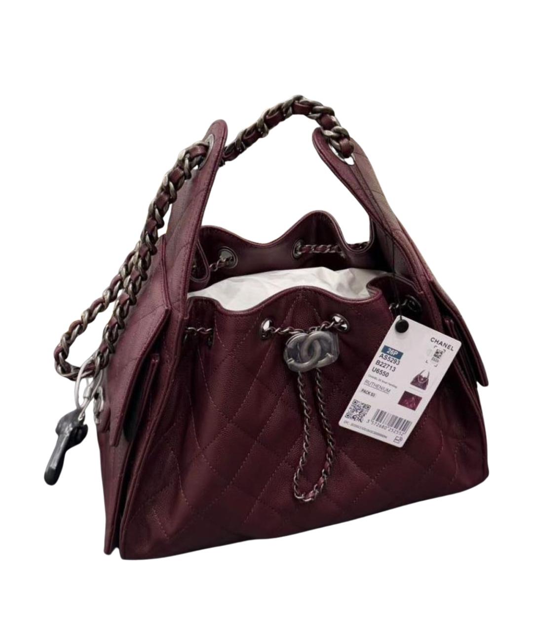 CHANEL Бордовая кожаная сумка тоут, фото 1