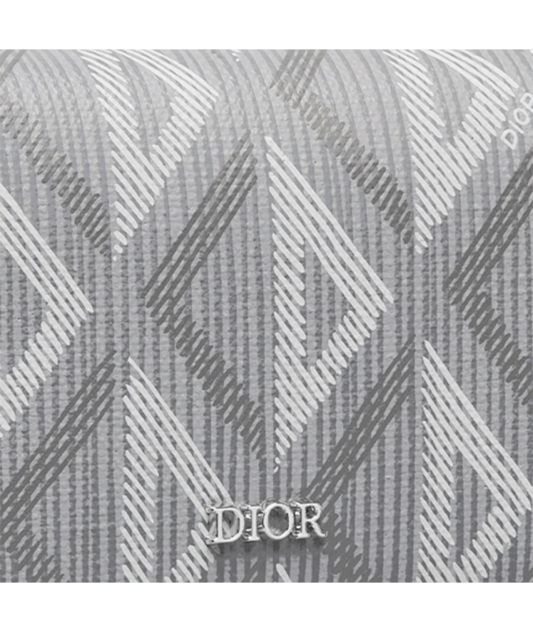 CHRISTIAN DIOR Серый кожаный кардхолдер, фото 5