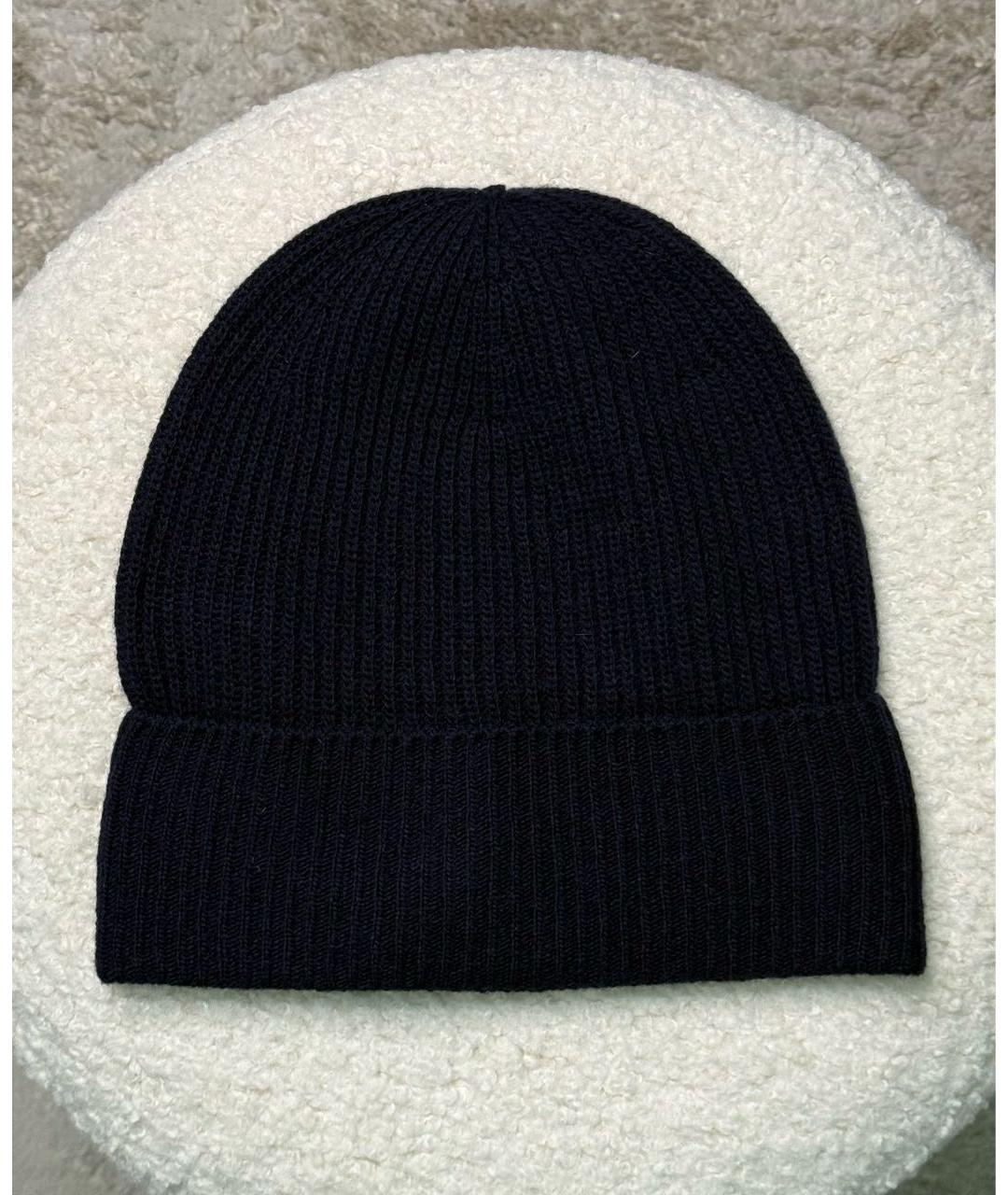 MONCLER Темно-синяя кашемировая шапка, фото 2
