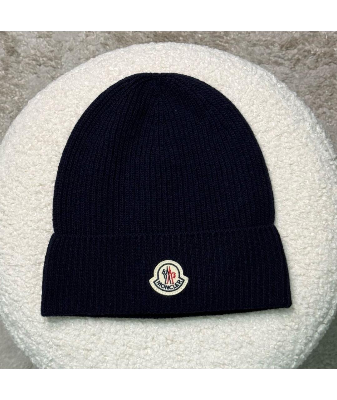 MONCLER Темно-синяя кашемировая шапка, фото 6