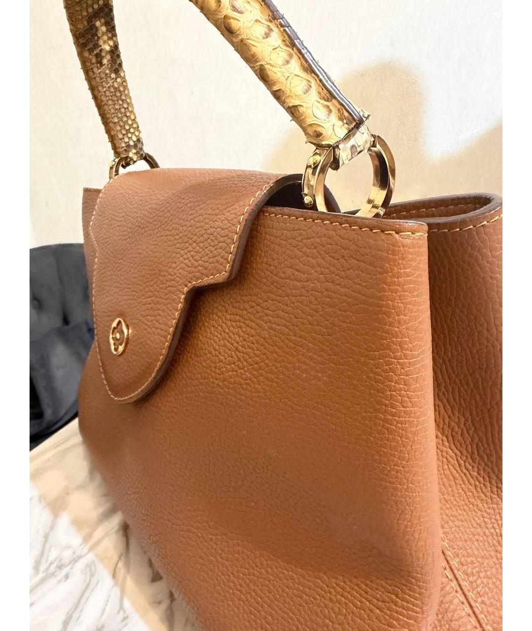 LOUIS VUITTON Коричневая кожаная сумка с короткими ручками, фото 4