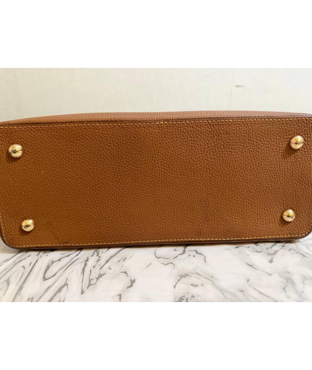 LOUIS VUITTON Коричневая кожаная сумка с короткими ручками, фото 6