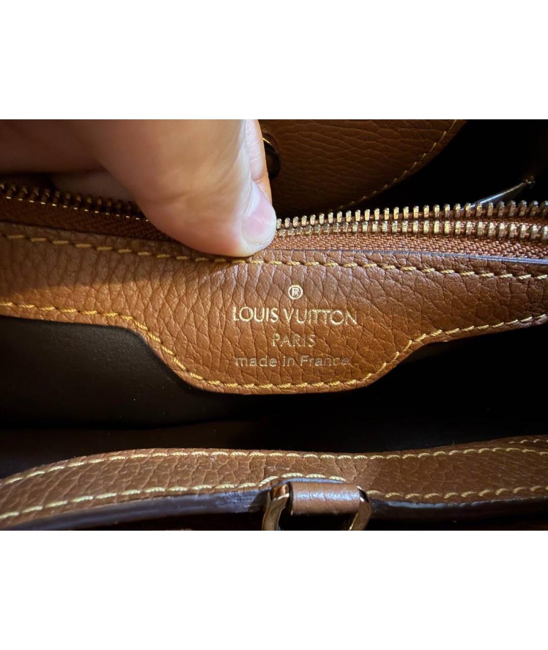 LOUIS VUITTON Коричневая кожаная сумка с короткими ручками, фото 2