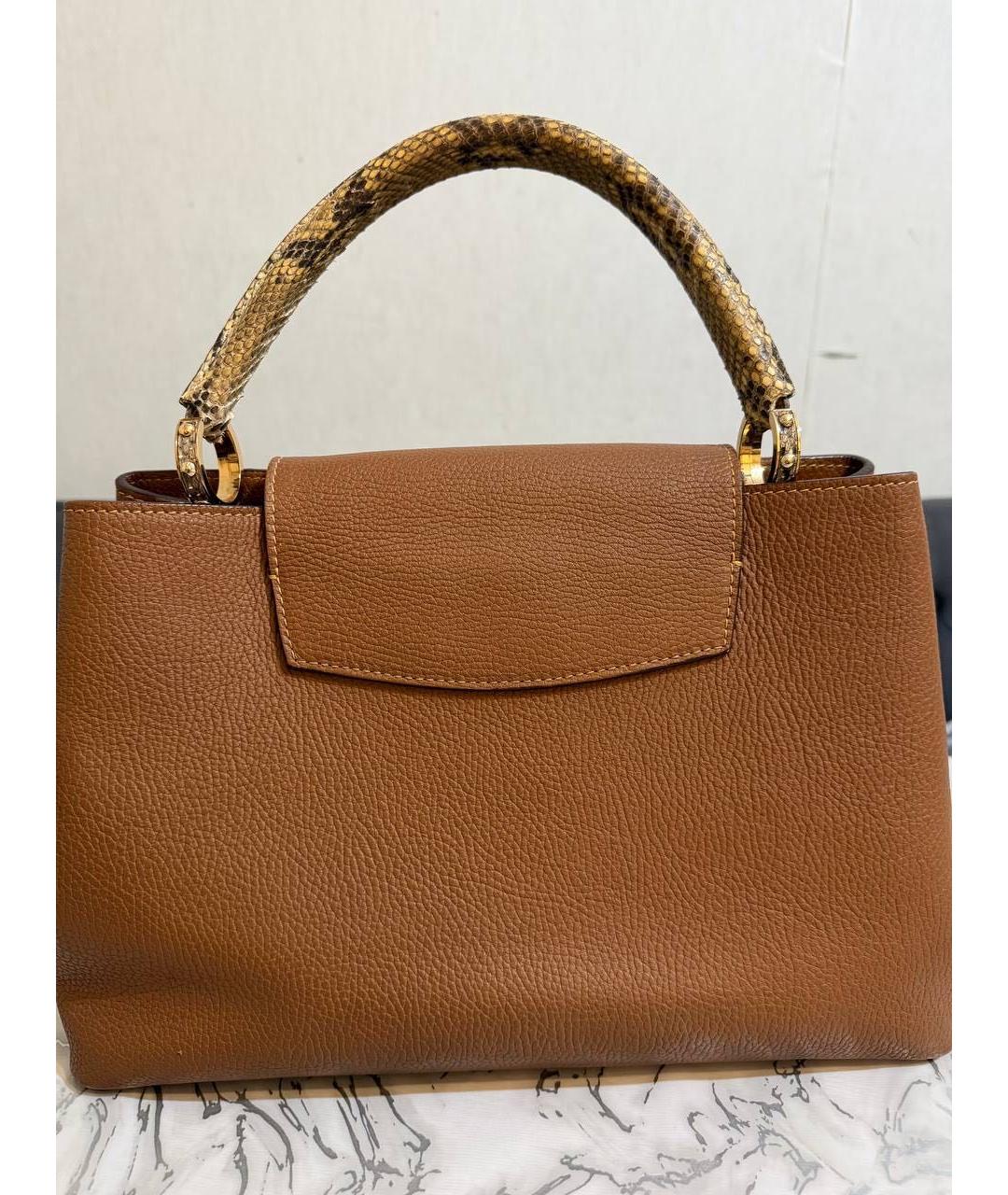 LOUIS VUITTON Коричневая кожаная сумка с короткими ручками, фото 5