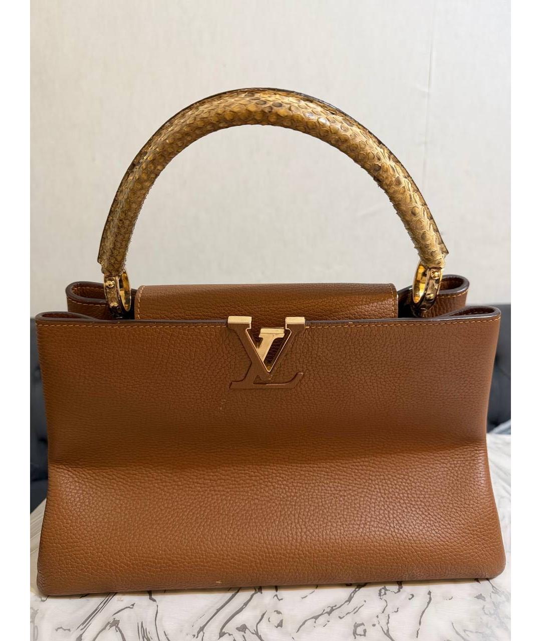 LOUIS VUITTON Коричневая кожаная сумка с короткими ручками, фото 7