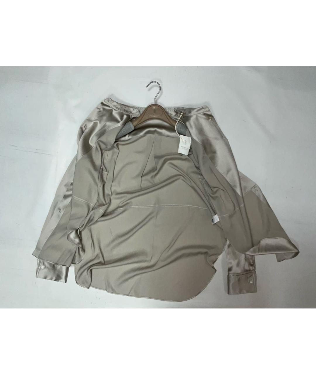 BRUNELLO CUCINELLI Бежевая шелковая рубашка, фото 2