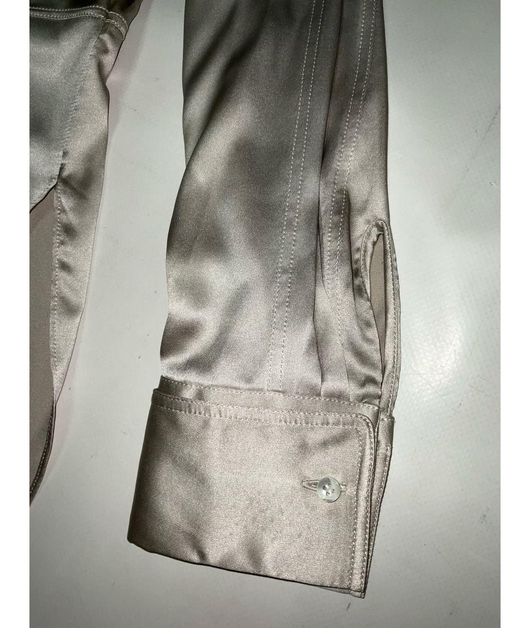 BRUNELLO CUCINELLI Бежевая шелковая рубашка, фото 5