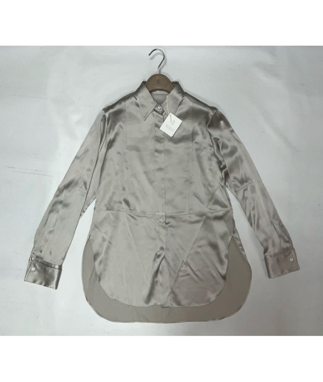 BRUNELLO CUCINELLI Бежевая шелковая рубашка, фото 9