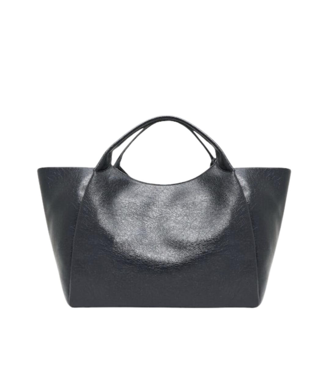 EMPORIO ARMANI Черная кожаная сумка тоут, фото 3