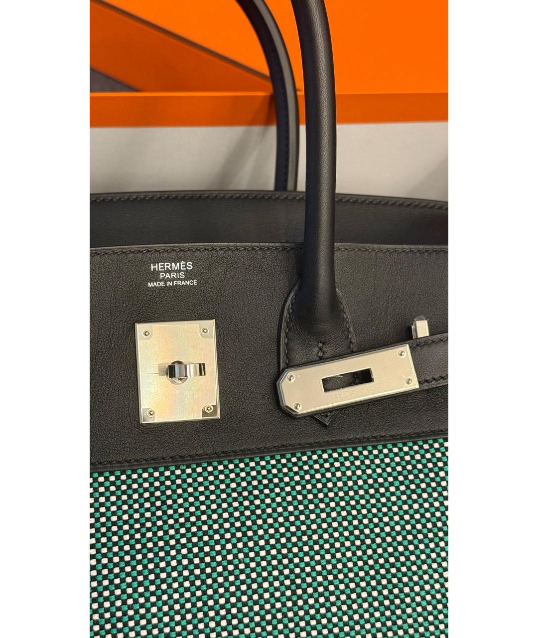 HERMES Черная кожаная сумка с короткими ручками, фото 6