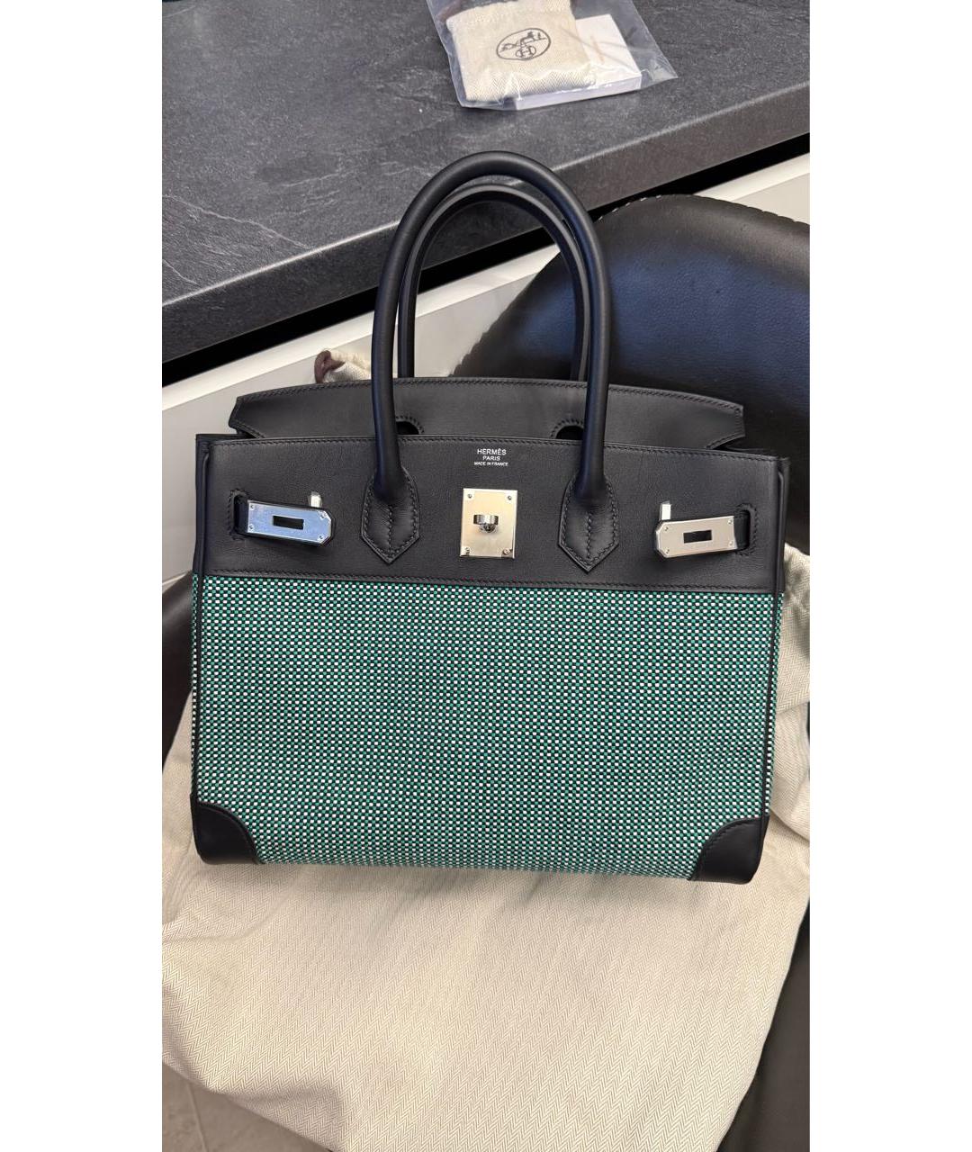 HERMES Черная кожаная сумка с короткими ручками, фото 3