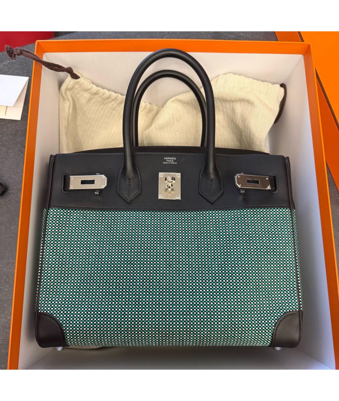 HERMES Черная кожаная сумка с короткими ручками, фото 7