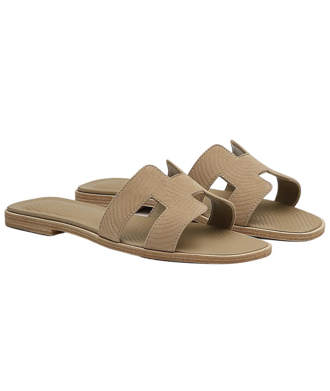 HERMES Коричневые кожаные сандалии, фото 3